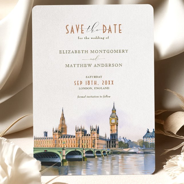London Save the Date Hochzeit in Urlaubsort Einladung (Von Creator hochgeladen)