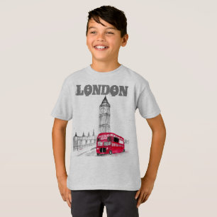 London Schwarz Moderne Jungen England Vereinigtes  T-Shirt