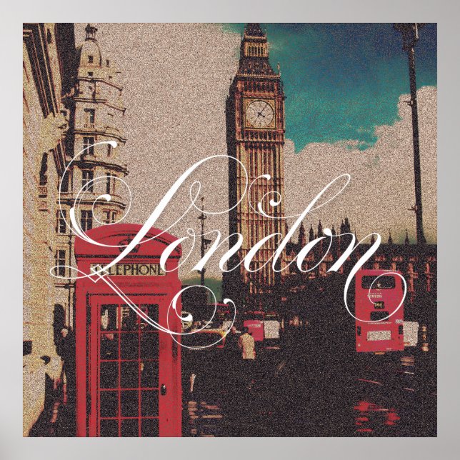 London Sehenswürdigkeit Vintag Foto Poster (Vorne)