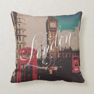London-Sehenswürdigkeit-Vintages Big- BenFoto Kissen