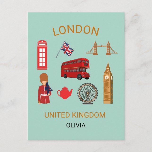 London Sehenswürdigkeiten Travel-Themed Print Feiertagspostkarte (Vorderseite)