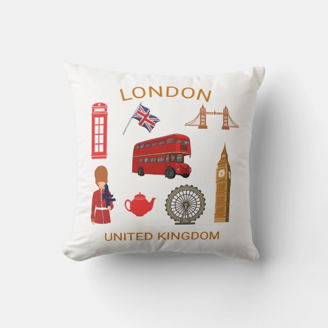 London Sehenswürdigkeiten Travel-Themed Print Kissen (Vorderseite)