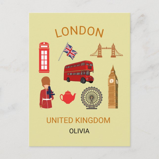 London Sehenswürdigkeiten Travel-Themed Print Postkarte (Vorderseite)