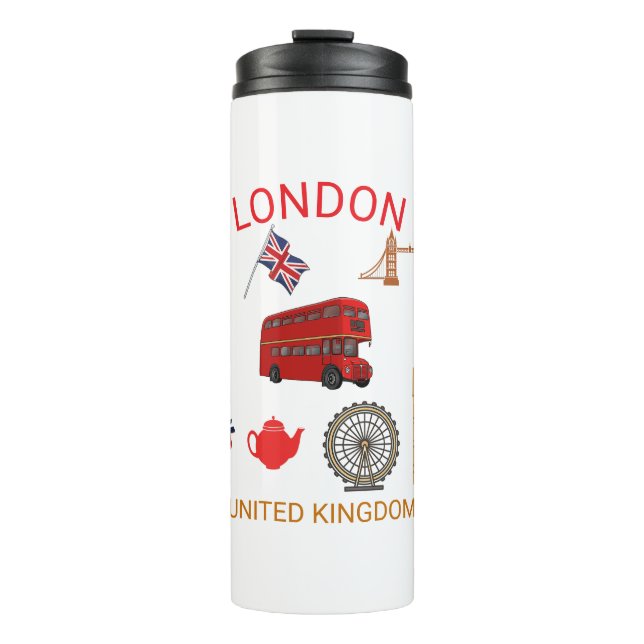 London Sehenswürdigkeiten Travel-Themed Print Thermosbecher (Vorderseite)