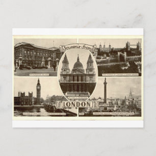 London Sehenswürdigkeiten Vintage Sepia Souvenir Postkarte