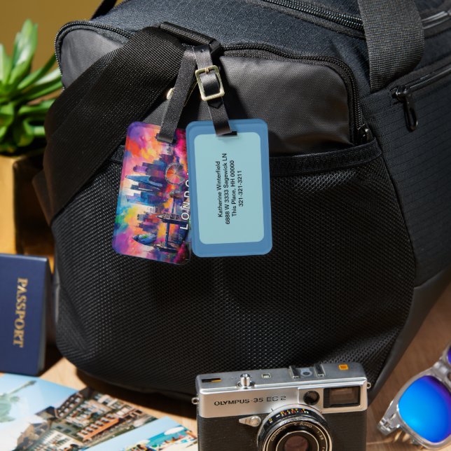 London Skyline Abstrakt Art Gepäckanhänger (Vorderseite & Rückseite)