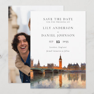 London Skyline Aquarell Foto Hochzeit Save The Date