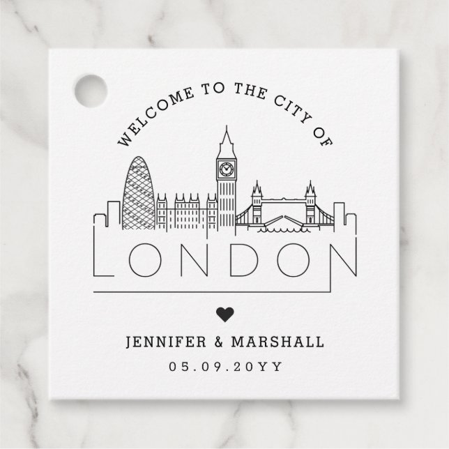 London Skyline | Begrüßung Geschenkanhänger (Vorderseite)