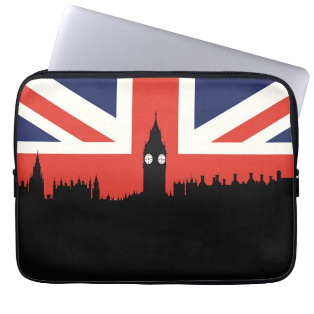 London-Skyline | die britische Flagge Laptopschutzhülle (Vorderseite)