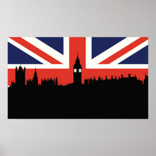 London Skyline   Die britische Flagge Poster