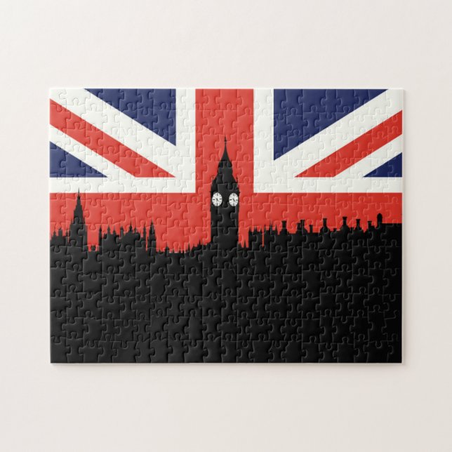 London-Skyline | die britische Flagge Puzzle (Horizontal)
