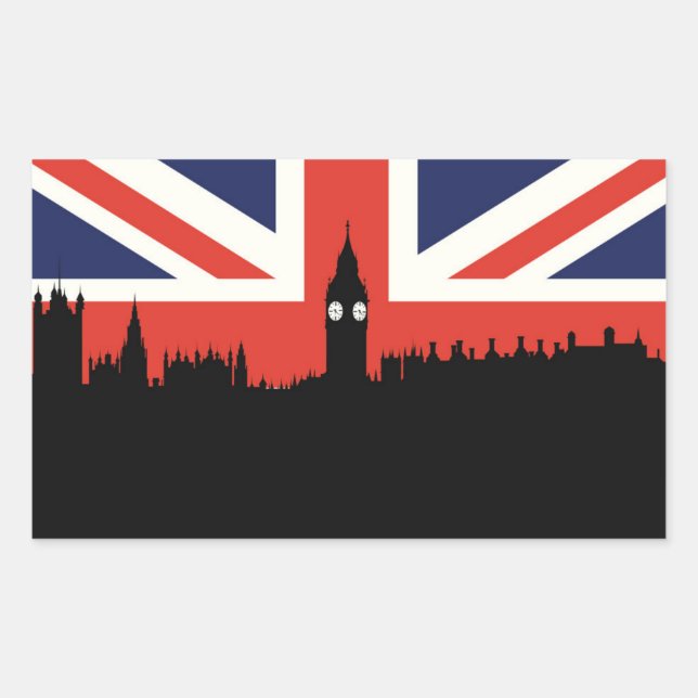London Skyline | Die britische Flagge Rechteckiger Aufkleber (Vorderseite)