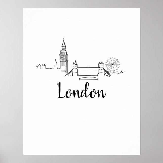London Skyline Illustration Art Poster (Vorne)