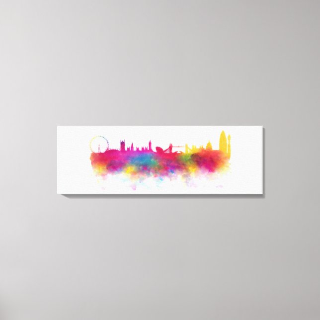 London Skyline Modern Watercolor Canvas Print Leinwanddruck (Vorderseite)