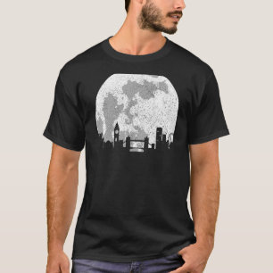 London Skyline Mond Großbritannien Vintage Vereini T-Shirt