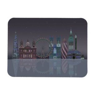 London-Skyline-Nachtreflexionen Magnet
