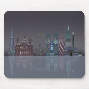 London-Skyline-Nachtreflexionen Mousepad
