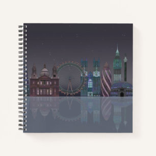 London Skyline Night Reflections Notizbuch