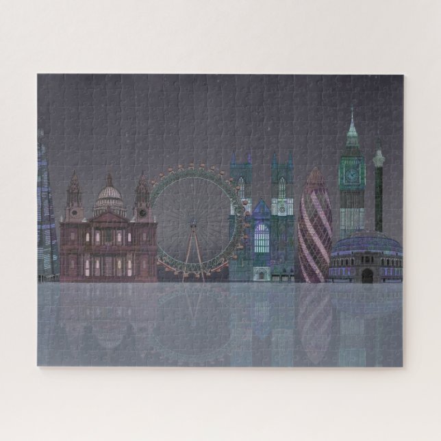 London Skyline Night Reflections Puzzle (Horizontal)