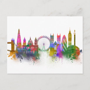 London Skyline - Rainbow Postkarte