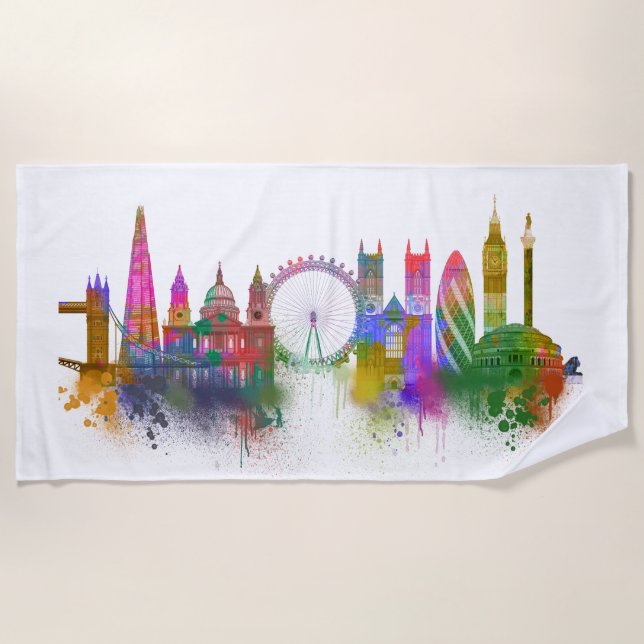 London Skyline - Rainbow Strandtuch (Vorderseite)