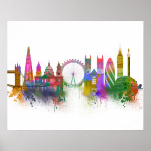 London-Skyline - Regenbogen Poster
