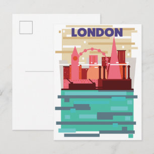 London Skyline Reiseplakat. Einladungspostkarte