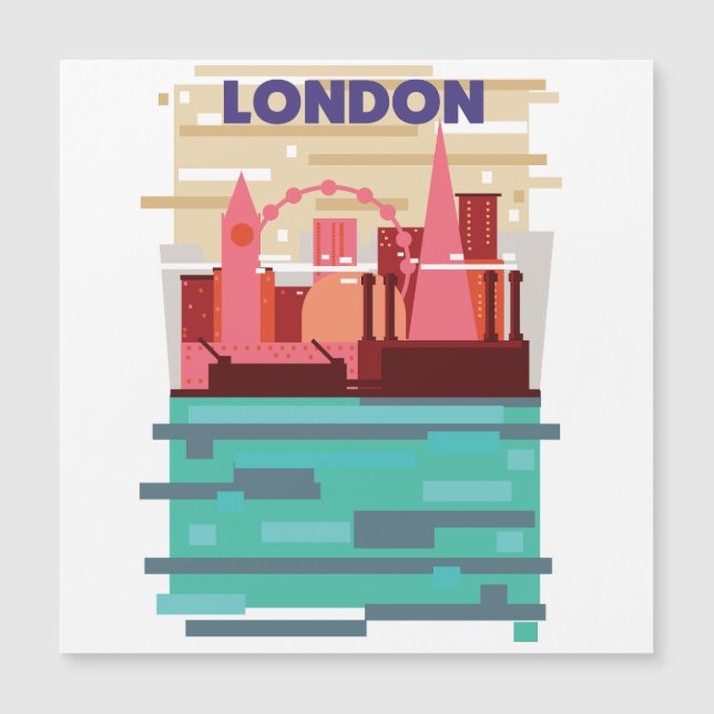 London Skyline Reiseplakat. Magneteinladung (Vorderseite)