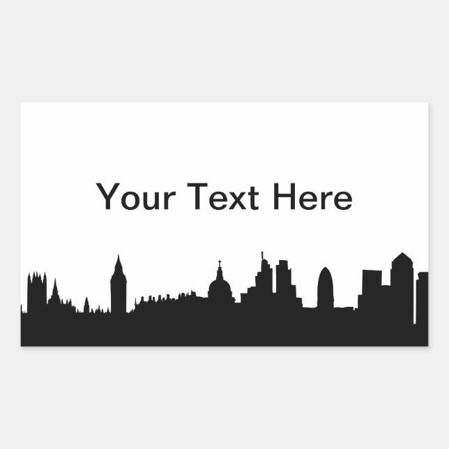 London Skyline Silhouette Cityscape Rechteckiger Aufkleber (Vorderseite)