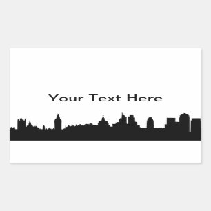 London Skyline Silhouette Cityscape Rechteckiger Aufkleber