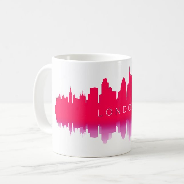 London Skyline Silhouette – Modern Red Kaffeetasse (Vorderseite Links)
