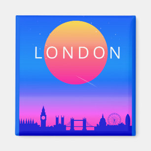 London-Skyline-Sonnenuntergang-Reise-Plakat Magnet