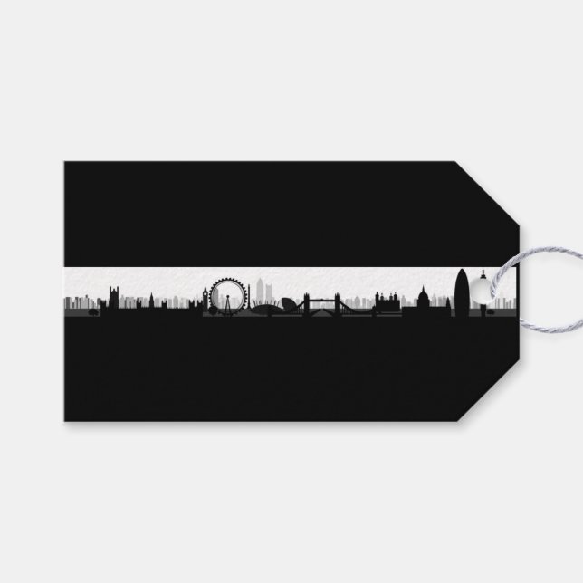 London Skyline Themed Gift Tags Geschenkanhänger (Vorderseite (Horizontal))