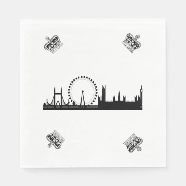 London Skyline Themed Royal Crown Paper Napkins Serviette (Vorderseite)