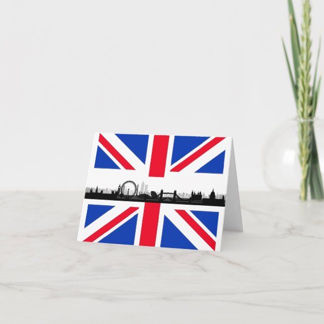 London Skyline Union Jack Flag Note Card Karte (Vorderseite)