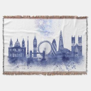 London Skyline - Watercolor Blue Decke