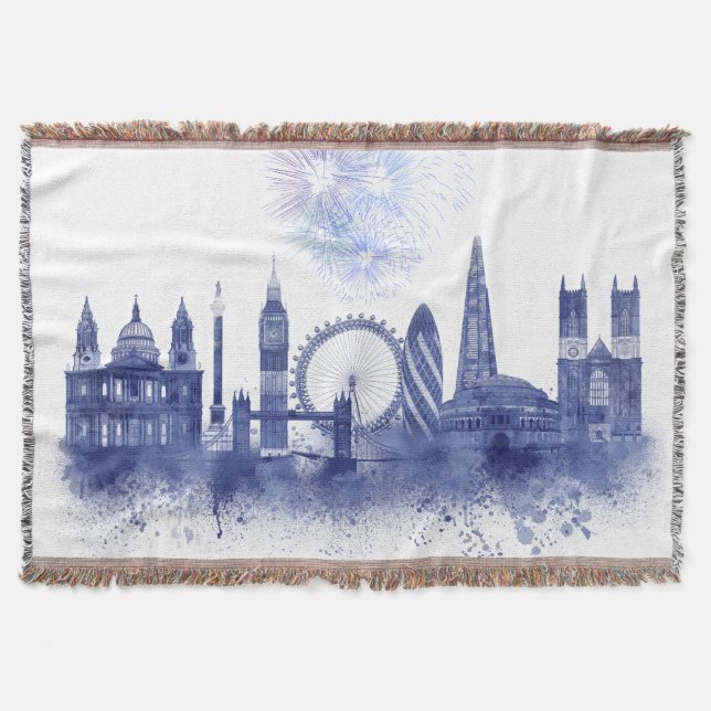 London Skyline - Watercolor Blue Decke (Vorderseite)