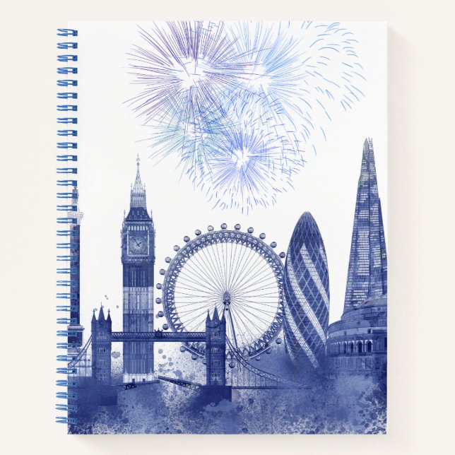 London Skyline - Watercolor Blue Notizbuch (Vorderseite)