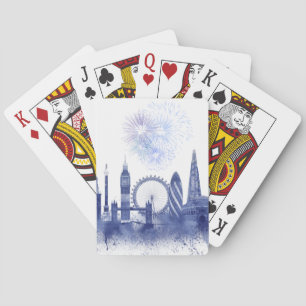 London Skyline - Watercolor Blue Spielkarten