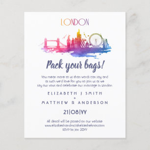 LONDON Skyline Wedding Handvoll Budget Einladungen