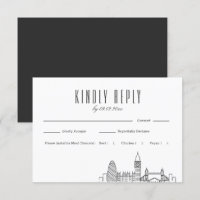 London Skyline Wedding RSVP mit Essensauswahl