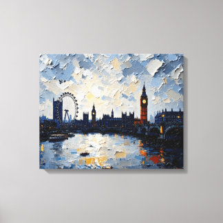 London Skyline Wrapped Canvas | Impasto Oil Paint Leinwanddruck