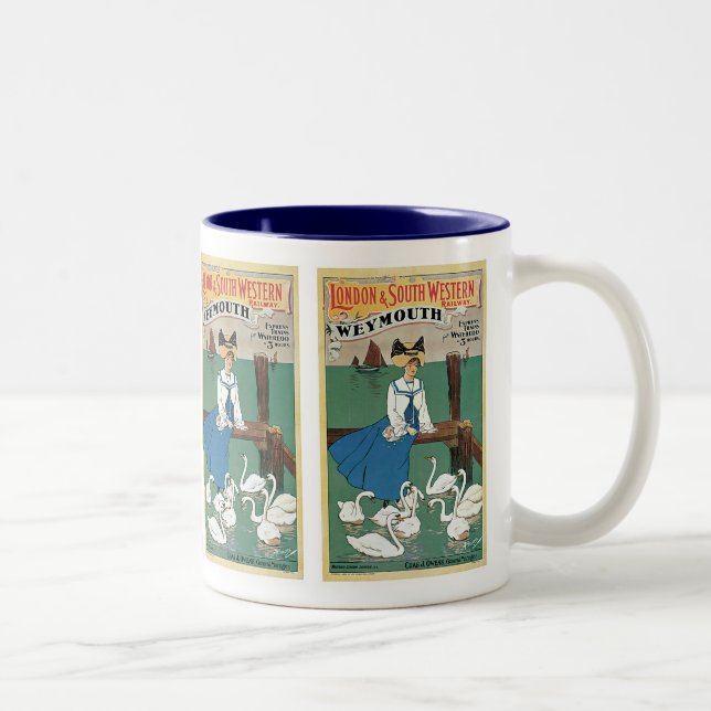London & Southwest ~ Weymouth Zweifarbige Tasse (Rechts)