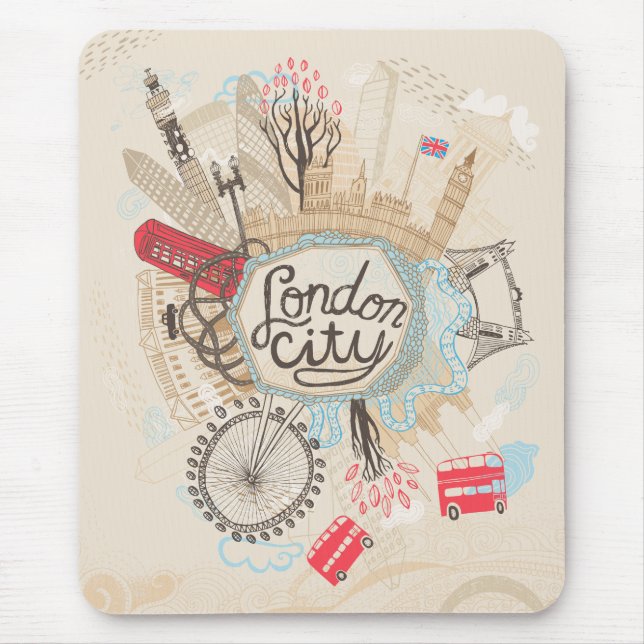 London-Stadt-Gekritzel-Kunst Mousepad (Vorne)