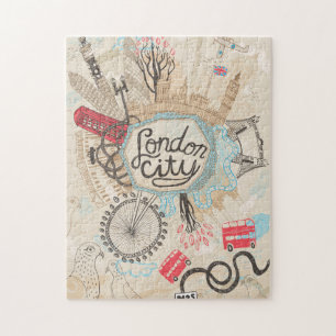 London-Stadt-Gekritzel-Kunst Puzzle