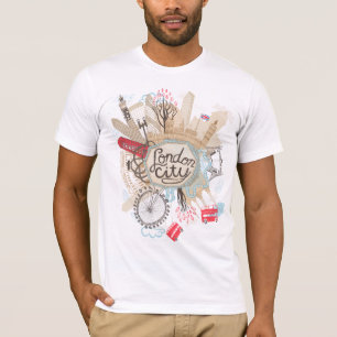 London-Stadt-Gekritzel-Kunst T-Shirt