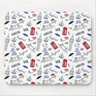 London-Stadt kritzelt Muster Mousepad