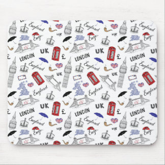 London-Stadt kritzelt Muster Mousepad