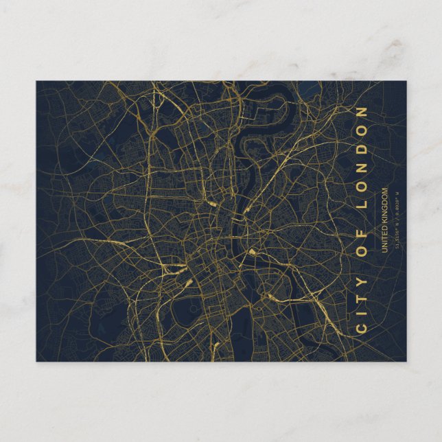 London Stadtplan Minimale Postkarte (Vorderseite)