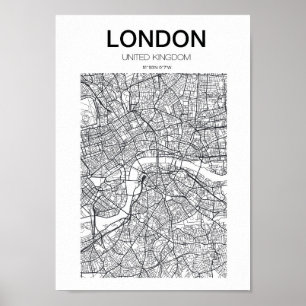 London Stadtplan – Minimalistische Schwarz-Weiß-Ku Poster